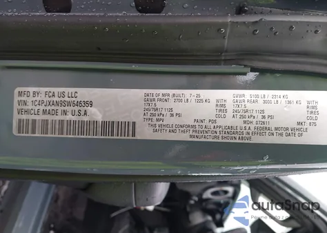 2025 Jeep Wrangler 2-Door Sport S 4X4 from USA, damaged, VIN 1C4PJXAN9SW646359